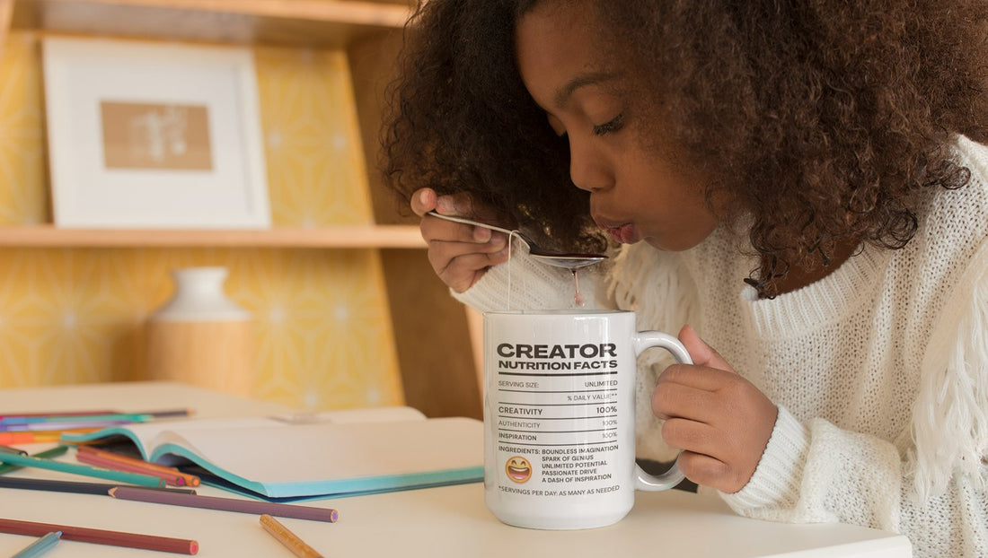 young black girl holding a custom 11oz mug