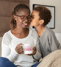 Load image into Gallery viewer, Pray on it mug with mother and son
