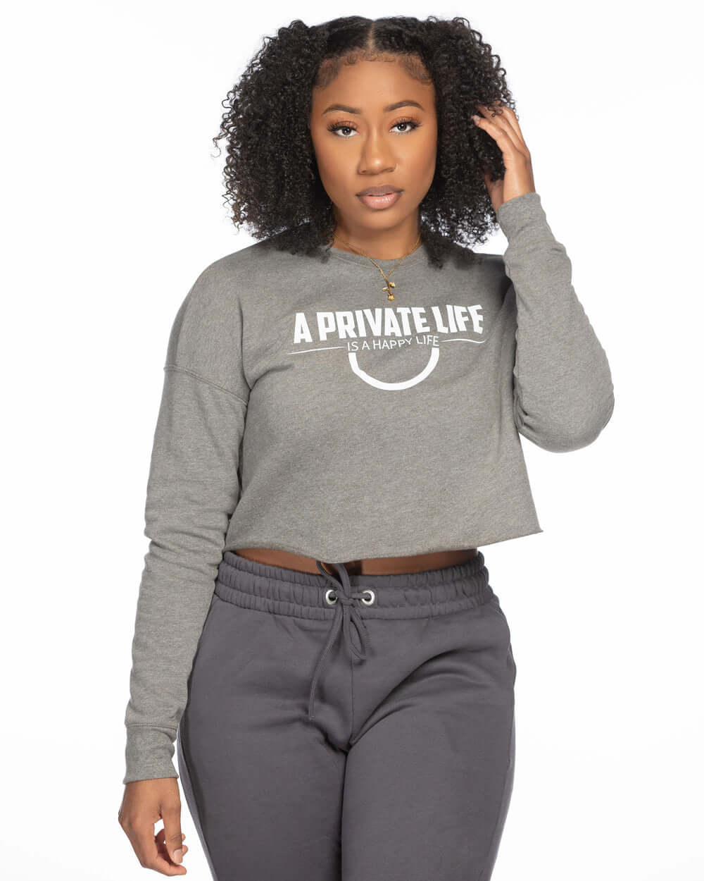 A Private Life Cropped Crew Fleece - Lee's Treasure Chest 